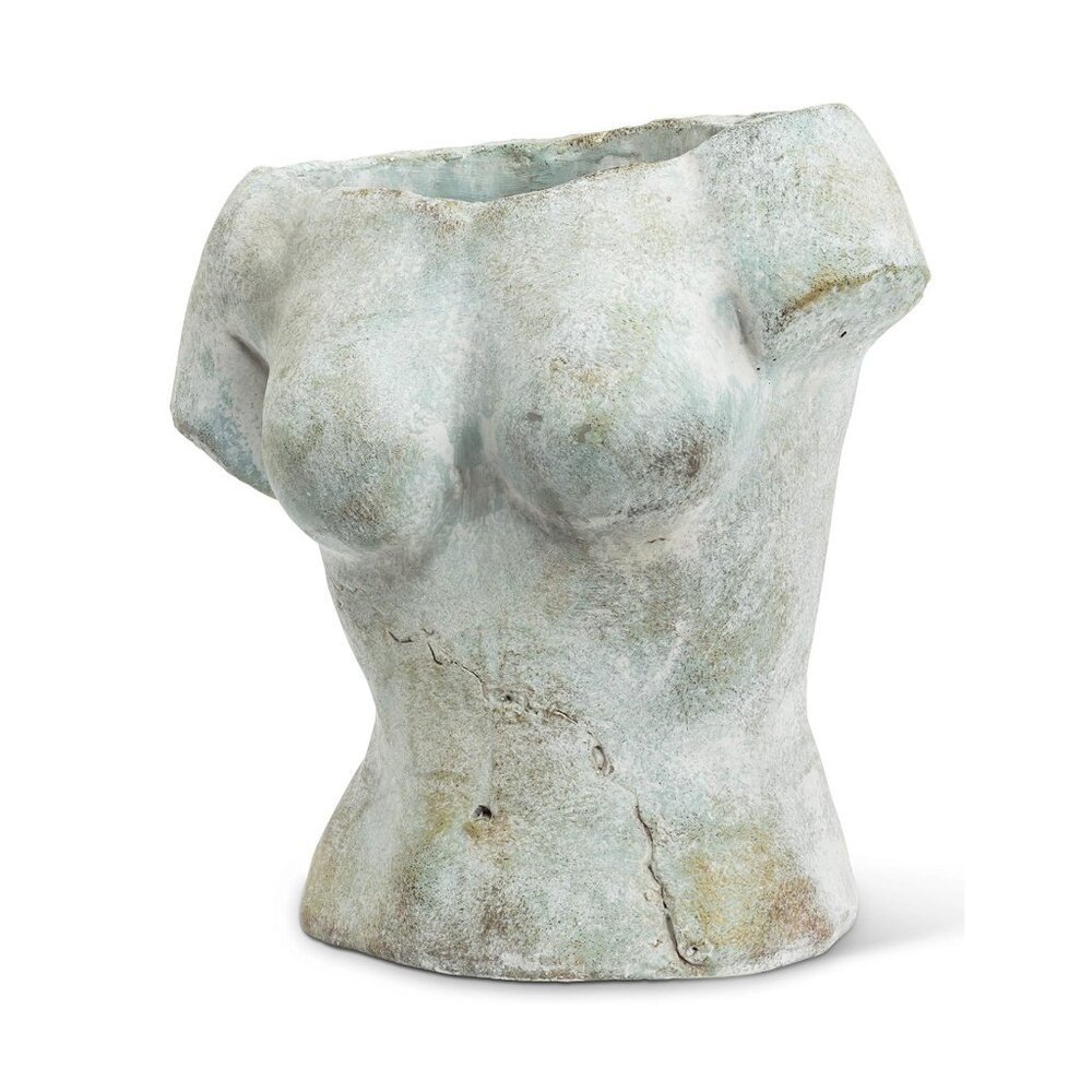Abbott Collection - Female Torso Planter - Cement, Grey (9" H)